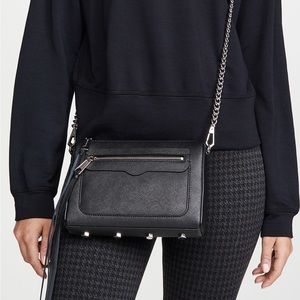 Rebecca Minkoff grey Avery leather crossbody bag with silver chain